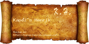 Kapás Henrik névjegykártya